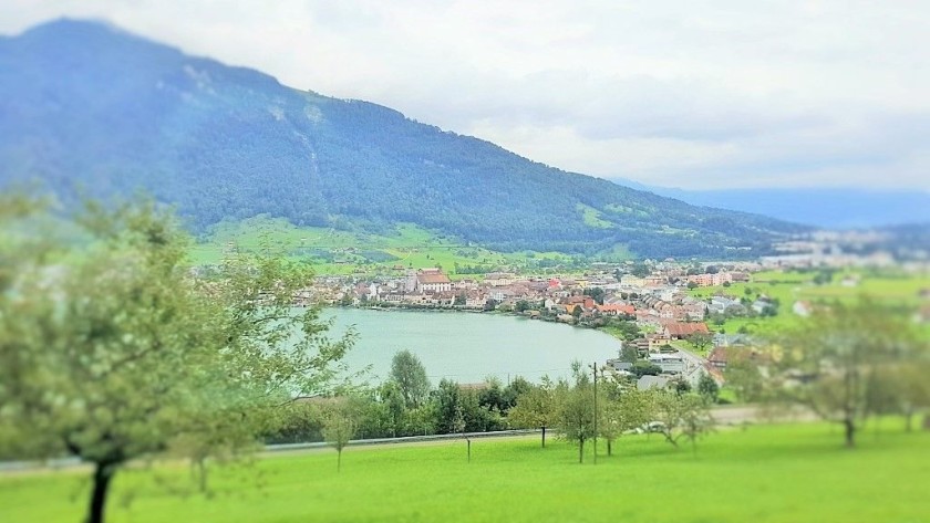 The views over Lake Zug are on the left