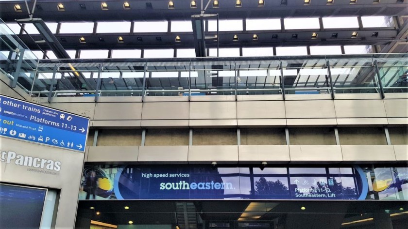 The access to the Southeastern trains in this 'Market' area by the entrance on Pancras Road, head up by escalator or elevator