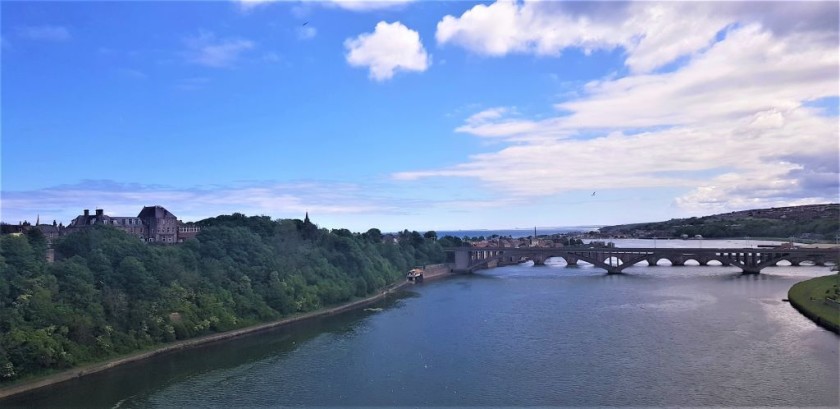 Looking left on the Royal Border Bridge just after departing Berwick