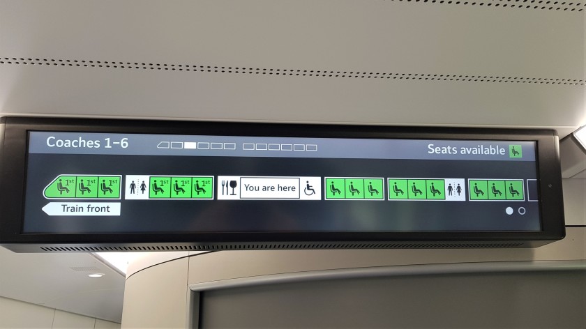 The on board displays also show where the facilities on the train are located