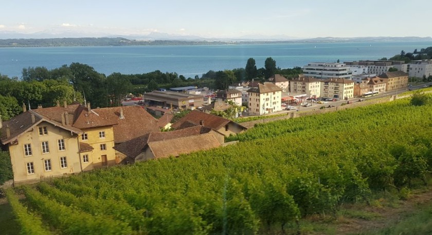 Nearing Neuchatel station and looking over the lake