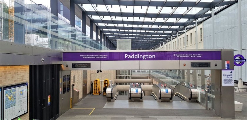 The escalators down to the Elizabeth line are outside the main station building by platform 1