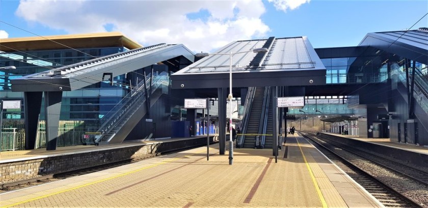 The new footbridge links the trains to the DART at Luton Airport Parkway station
