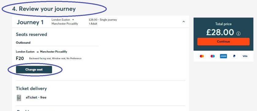 Accessing the seating planning on an Avanti West Coast Pendolino train