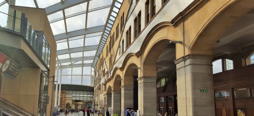 From the ticket gates go straight ahead through the far arch to access the city