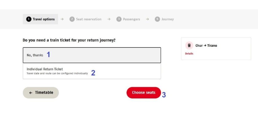 How to book return tickets for a journey on the Bernina Express
