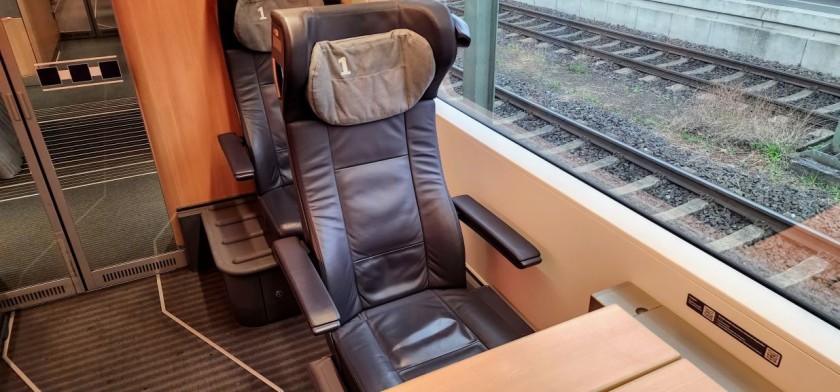 A 1st class seat on an ICE train