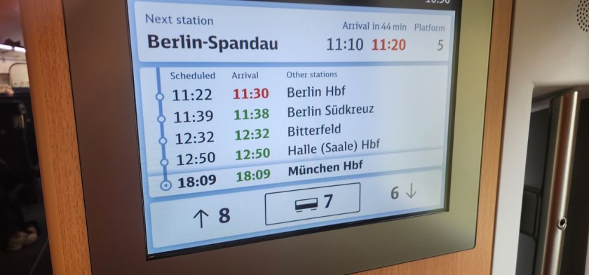 An info screen on an ICE 4 train