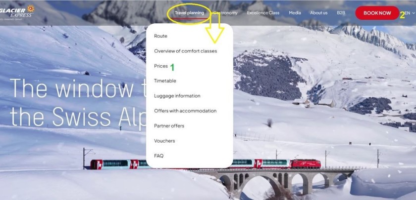 How to book tickets on the Glacier Express website in 2025 to 2026