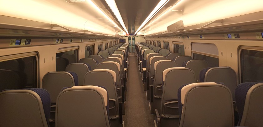 The Standard Class seating saloon on an Avanti Evero train