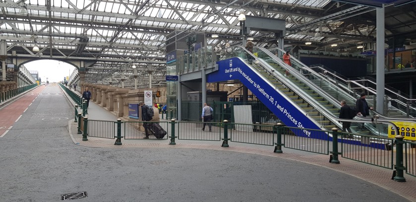 Use these clearly marked escalators to access the exit up to Princess St