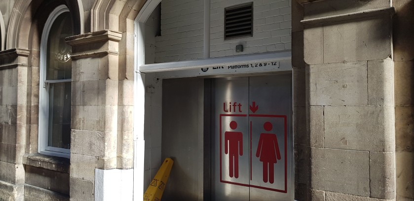 The doors to the elevator on platform 3