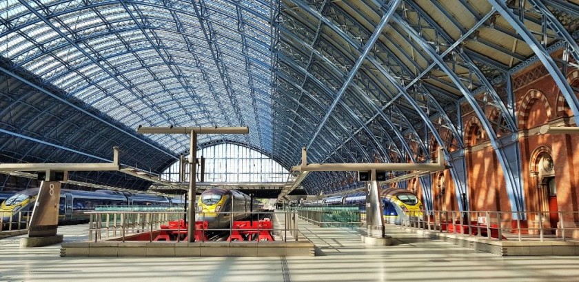 Eurostar trains line up at St Pancras International station