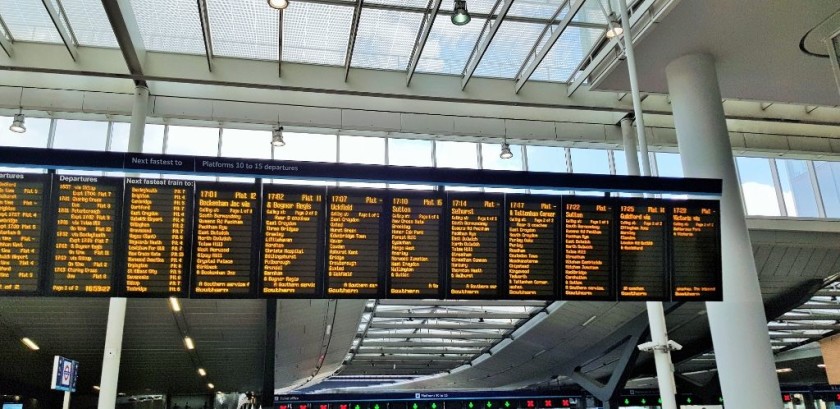 This upper level departure board only lists services operated by Southern