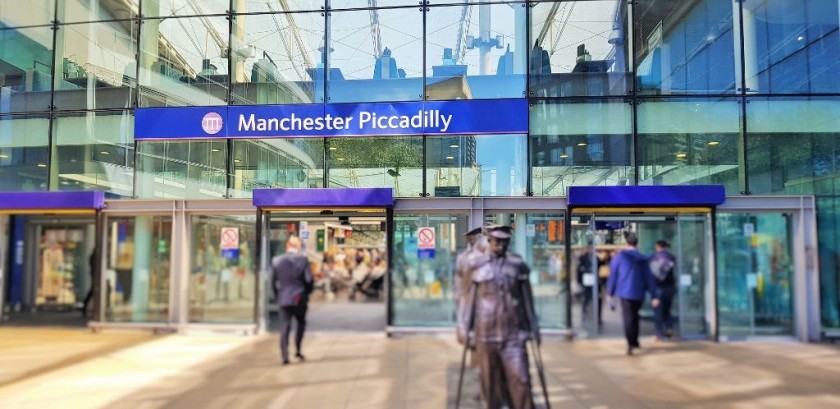 If you walk from the city centre, you'll aceess Piccadilly station through this entrance