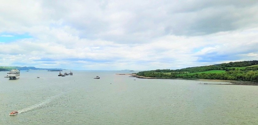 Looking east from the south side of the Forth Bridge