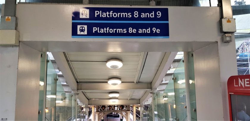 There are parallel sets of staircases down to platforms 8 and 9, for the e and w ends