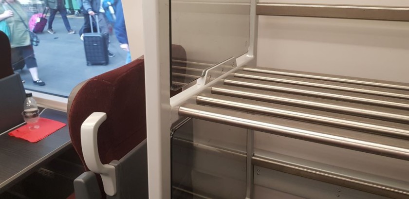 Luggage rack in First Class on an Azuma