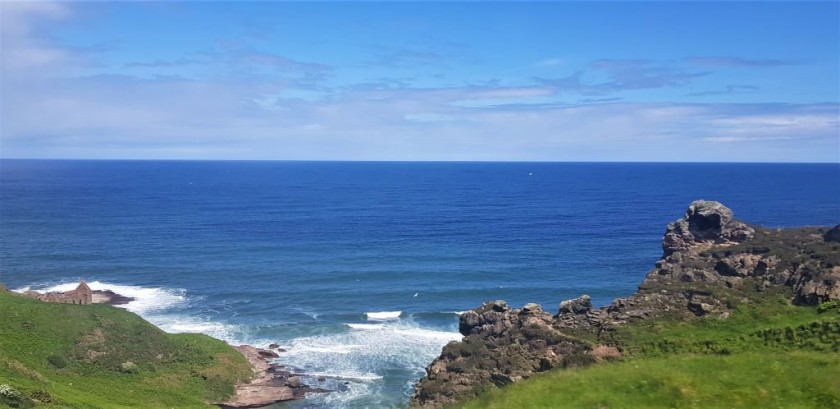 A glimpse of the ruins of the smugglers bothy at Lamberton Skerrs south of Berwick