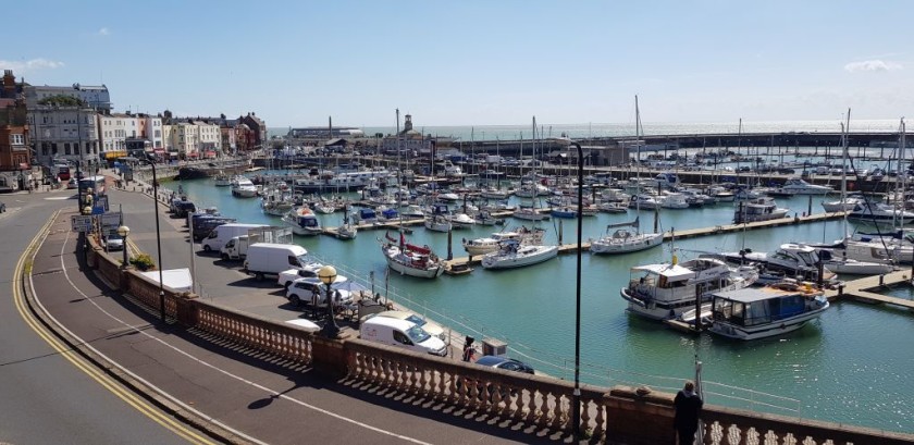 Looking over the harbour towards the beach