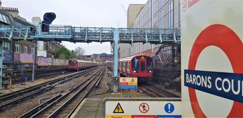 Two District line trains 