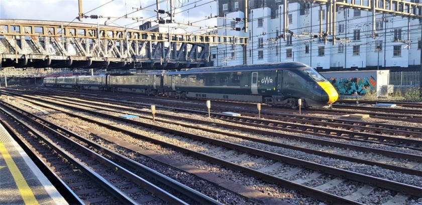 A five coach IET train leaves Paddington