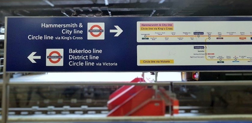 A sign at the station indicating the two separate Underground stations