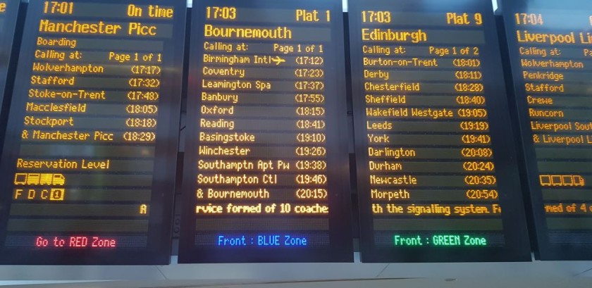 The Zone info on the main departure board