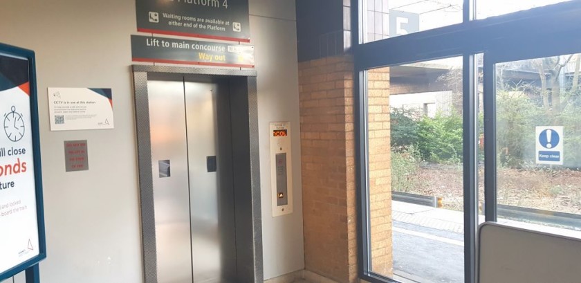 The lift lobby on a platform