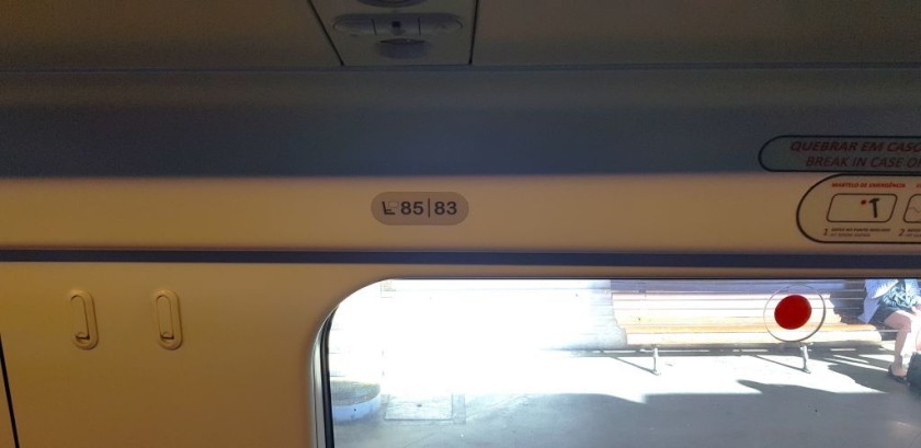 The seat numbers on an AP train