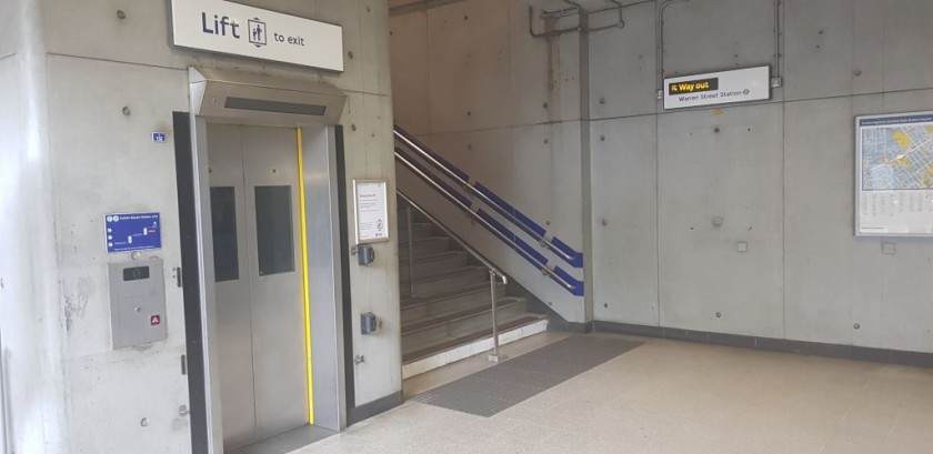 This lift connects the ticket hall to the south side of Euston Road