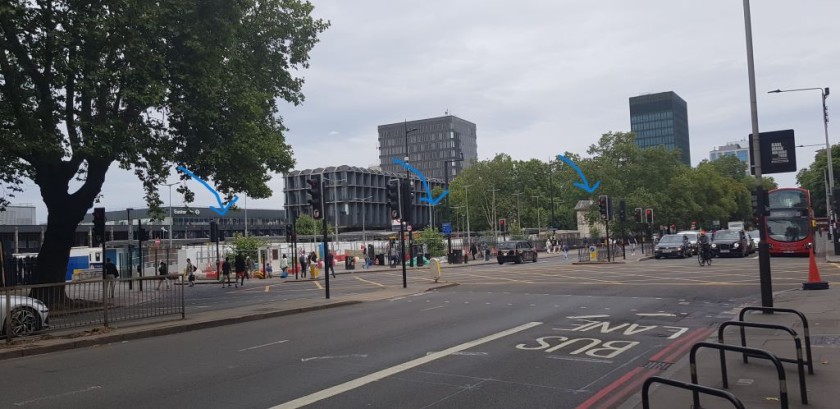 From the south side of Euston Road to Euston  station