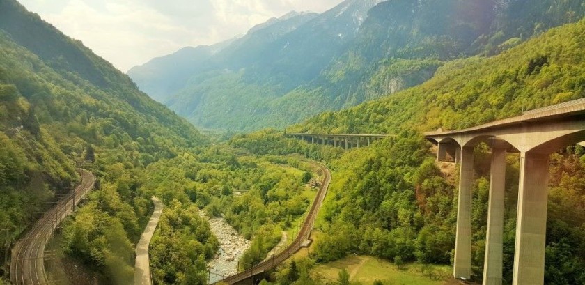 The railway loops through the mountain south of Airolo