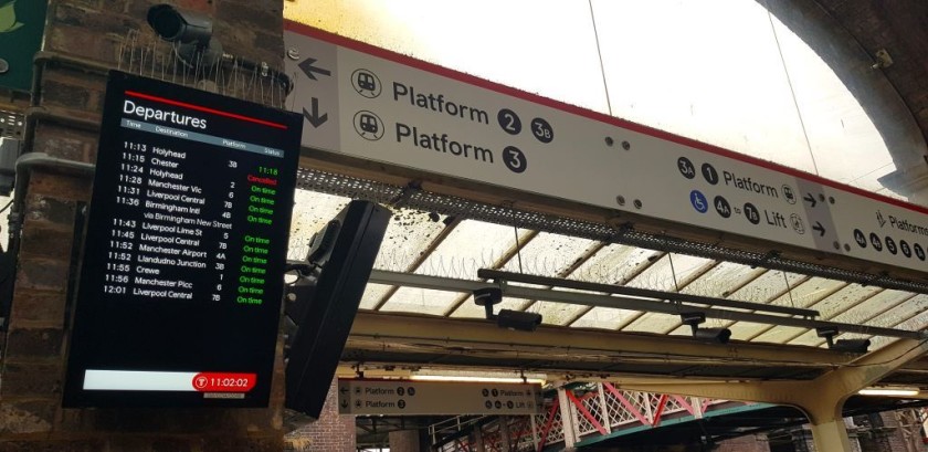 The directions signs above the ticket gates at Chester station