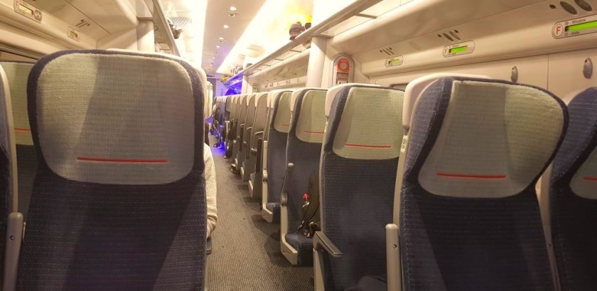 The Standard Class seating saloon on an Avanti Pendolino