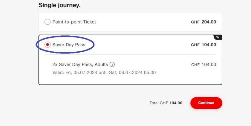 multiple journey ticket sbb price