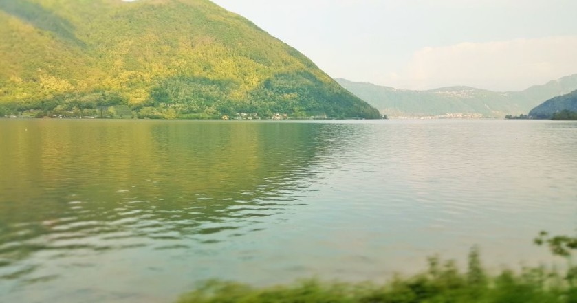 Looking over Lake Lugano to the south of the station