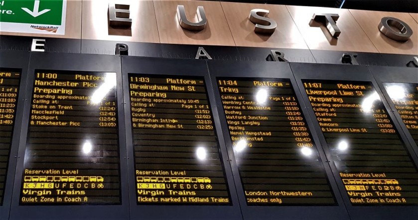 Seat level indicators on UK departure boards