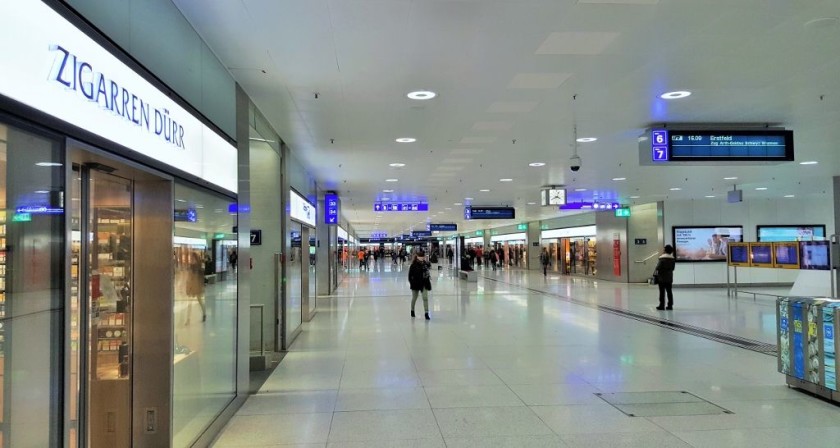 The mall level between the upper and lower parts of the station used by the trains