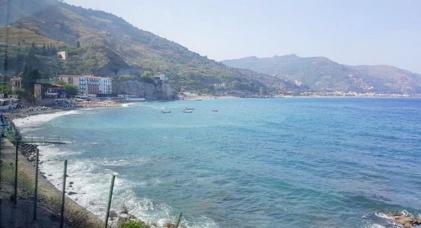 The coastal views switch to the left south of Messina