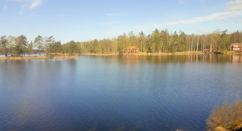 The train passes numerous lakes