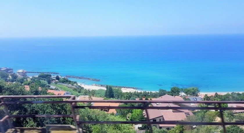 South of Lamezia Terme, the railway line is on a cliff looking down on the shore