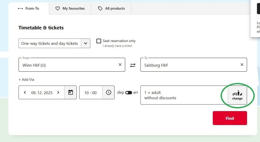 Booking a rail pass reservation on the OBB website