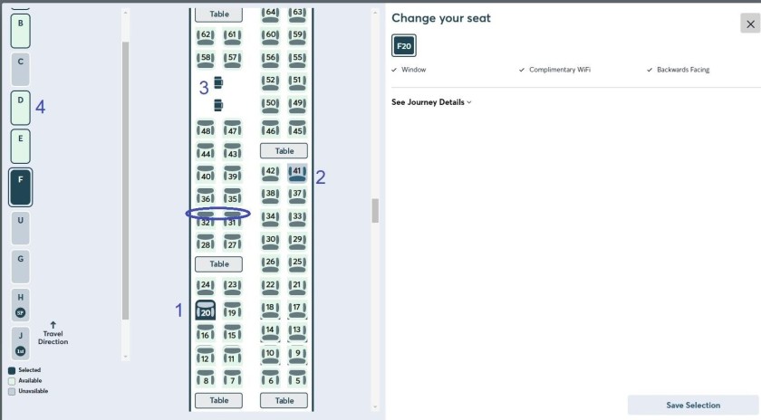 Using the seating plan on a Pendolino train operated by Avanti West Coast