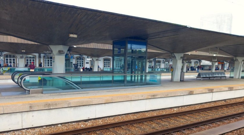 The escalators and lifts on a platform at Porta-Camphana