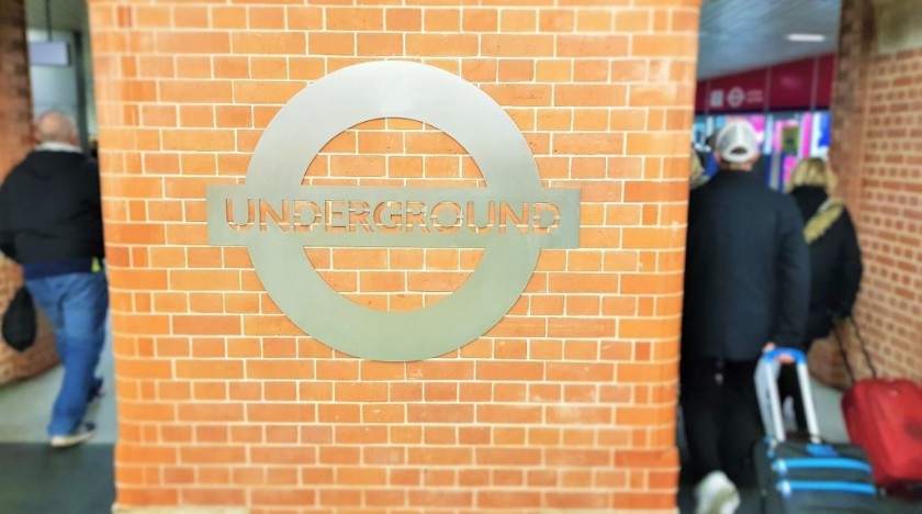 The entrance sign to the Underground station