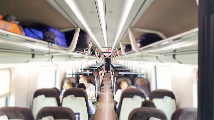 Standard (Second) Class seating saloon on a Frecciarossa train