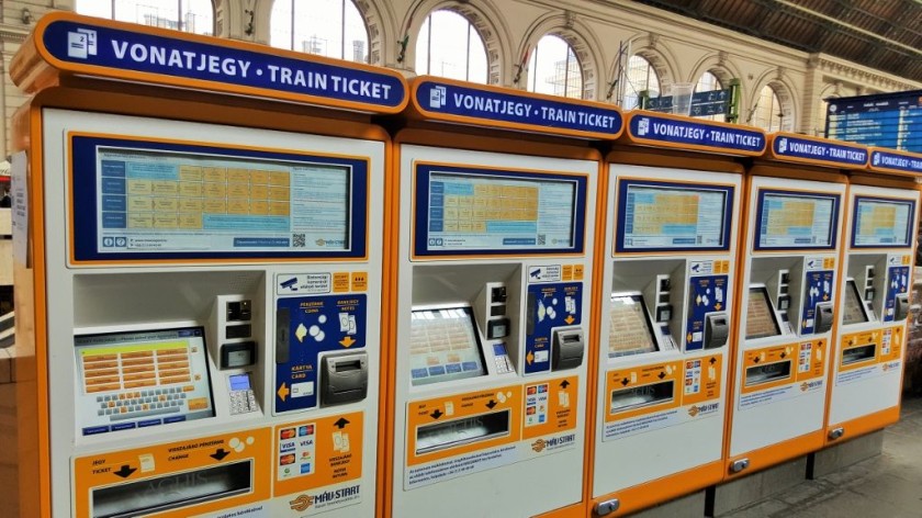 MAV ticket machines, note the step-by-step instructions above the screens