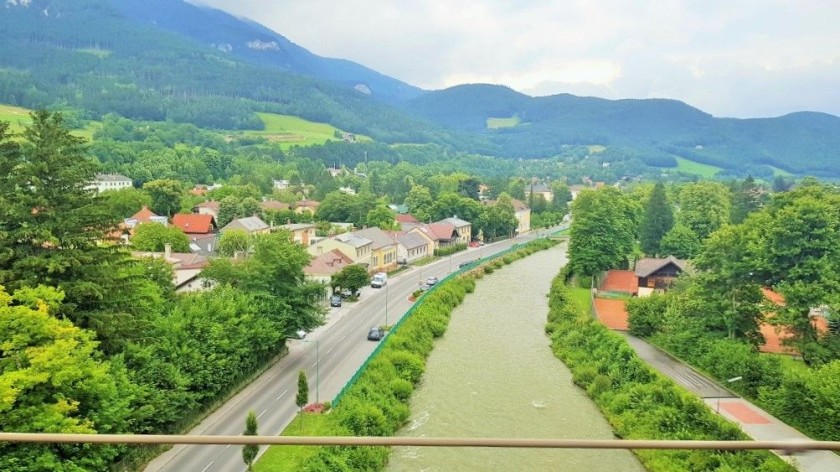 The ascent up to Semmering begins when the train crosses the River Schwarz