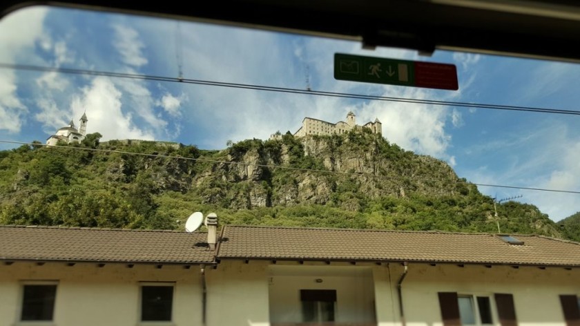 The Convento Sabiona which can be seen on the left at Chiusa station